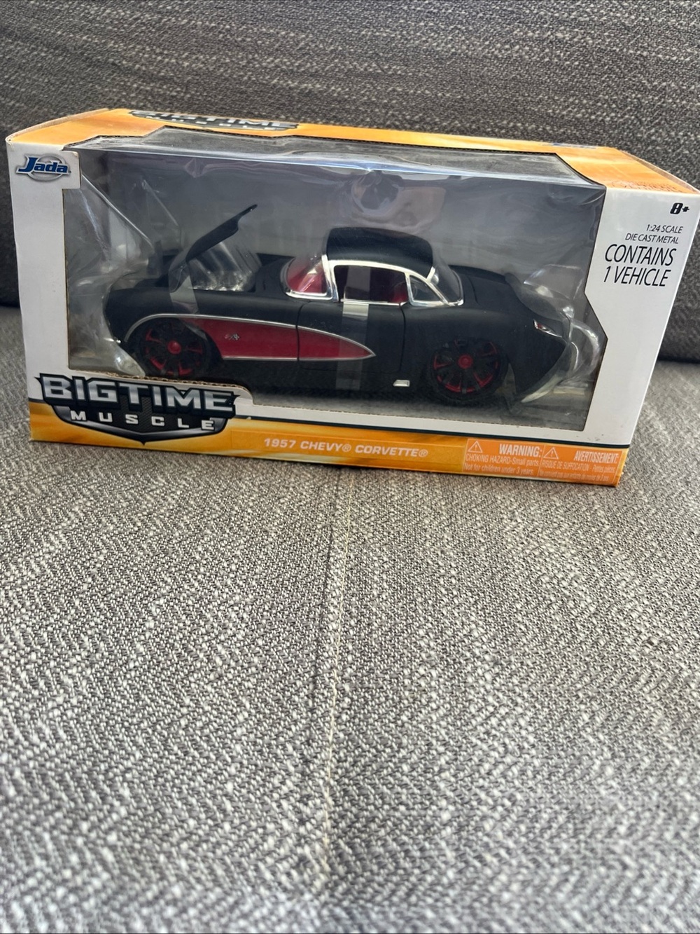 Ada Bigtime Muscle 1957 Chevy Corvette Die-Cast Car - Black with Red Accents